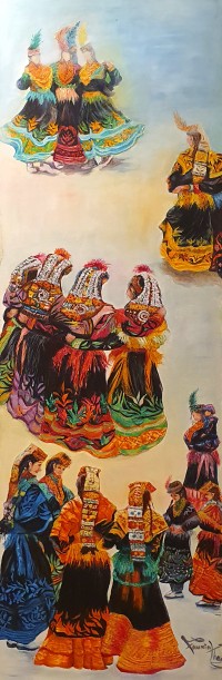Fauzia Khan, Spiritual Raqas, 18 x 60 Inch, Oil on Canvas,  Figurative Painting, AC-FK-036